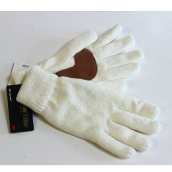 Isotoner Gloves Ivory Knit Fleece Lined One Size - Picture 1 of 3